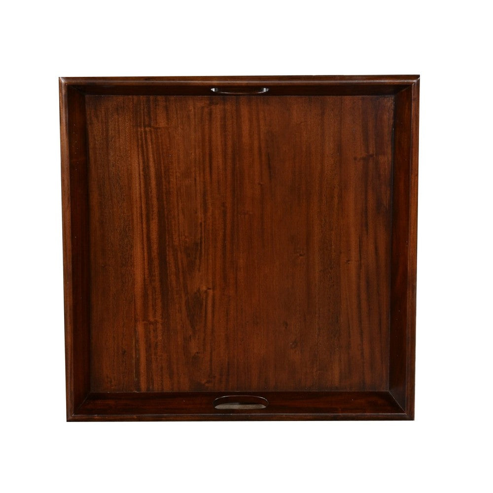 Odel Decorative Serving Tray, 27x27 Square Dark Brown Mahogany Wood -BM325137