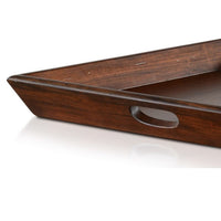Odel Decorative Serving Tray, 27x27 Square Dark Brown Mahogany Wood -BM325137