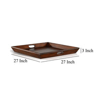 Odel Decorative Serving Tray, 27x27 Square Dark Brown Mahogany Wood -BM325137