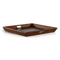 Odel Decorative Serving Tray, 27x27 Square Dark Brown Mahogany Wood