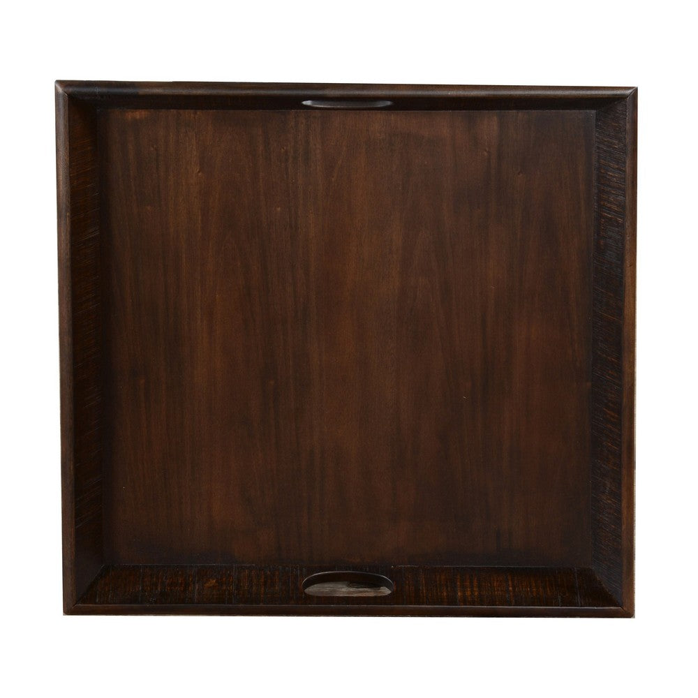 Flint Decorative Serving Tray, 27x27 Square Dark Rustic Oak Brown -BM325138