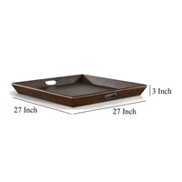 Flint Decorative Serving Tray, 27x27 Square Dark Rustic Oak Brown -BM325138