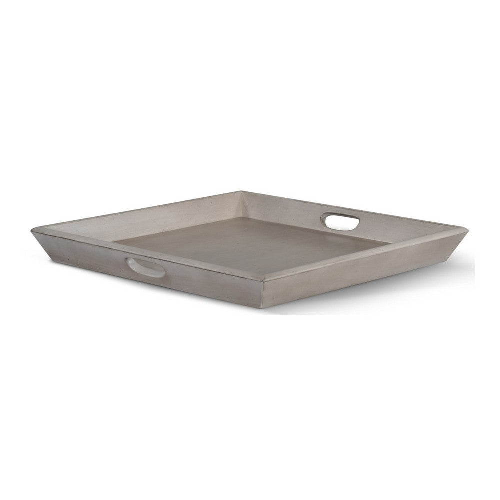 Eyna Decorative Serving Tray, 27x27 Square Taupe Gray Mindi Wood -BM325139