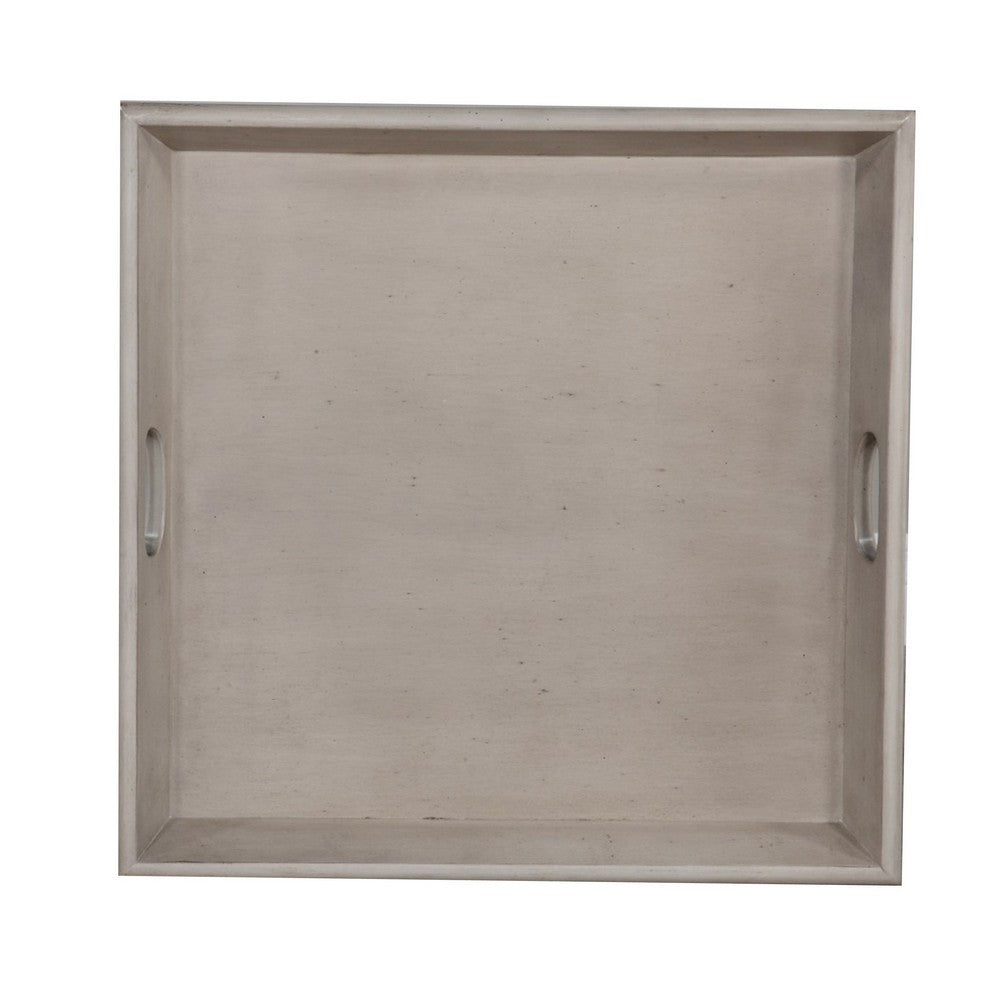 Eyna Decorative Serving Tray, 27x27 Square Taupe Gray Mindi Wood -BM325139