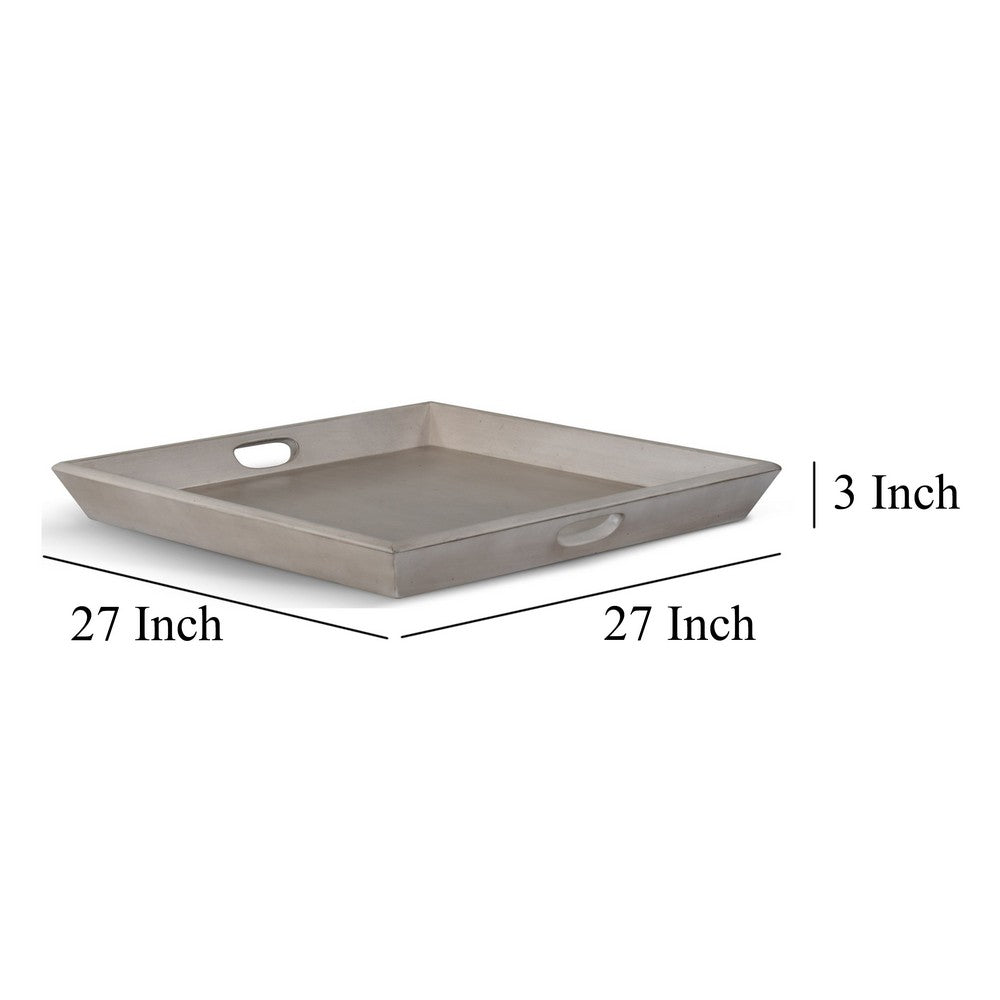 Eyna Decorative Serving Tray, 27x27 Square Taupe Gray Mindi Wood -BM325139