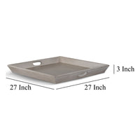 Eyna Decorative Serving Tray, 27x27 Square Taupe Gray Mindi Wood -BM325139