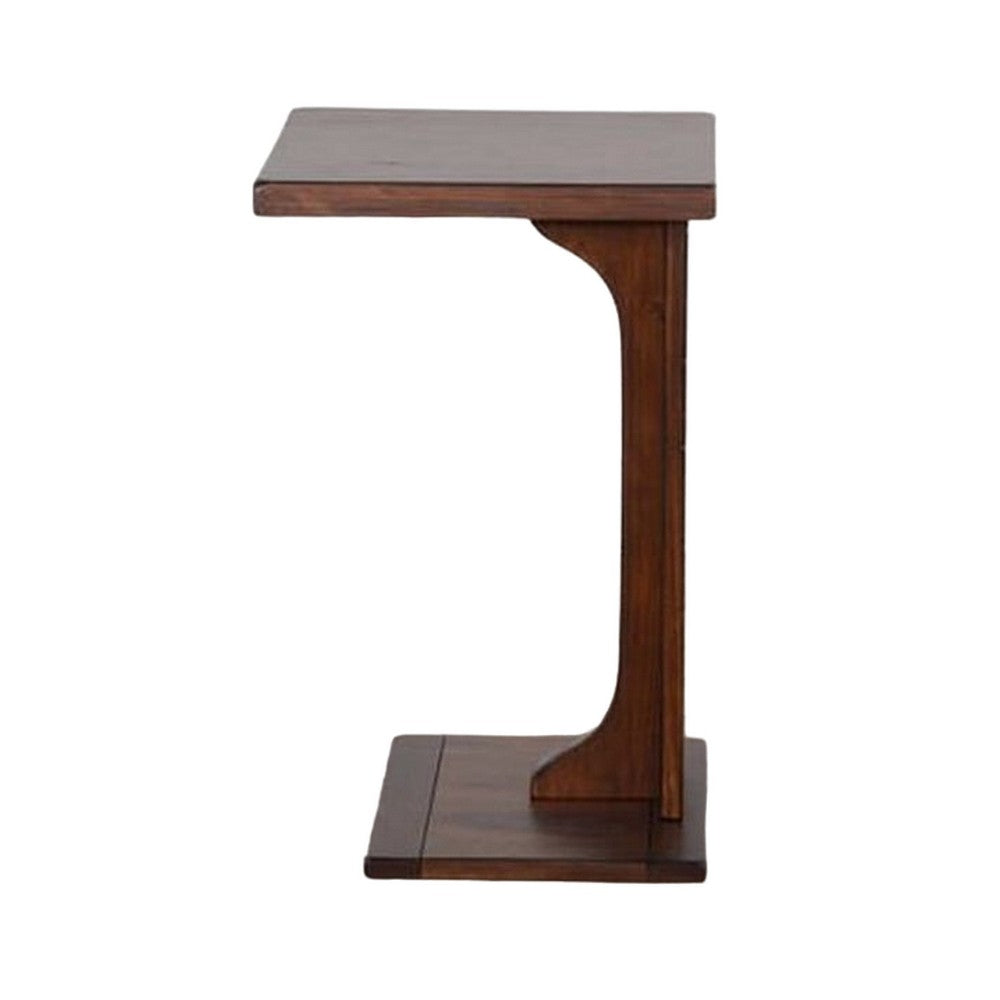 Reggie Sofa Side C Table, 15x12.5 Inch Mocha Brown Mahogany Wood -BM325145