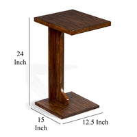 Reggie Sofa Side C Table, 15x12.5 Inch Mocha Brown Mahogany Wood -BM325145