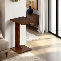 Reggie Sofa Side C Table, 15x12.5 Inch Mocha Brown Mahogany Wood -BM325145