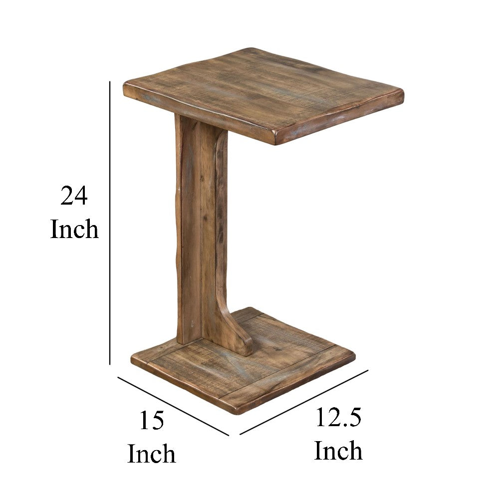 Dazy Sofa Side C Table, 15x12.5 Rustic Light Brown Mahogany Wood -BM325146