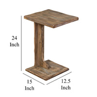 Dazy Sofa Side C Table, 15x12.5 Rustic Light Brown Mahogany Wood -BM325146