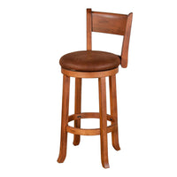 Marv Swivel Barstool Chair Set of 2, Brown Faux Leather, Mahogany Wood -BM325289