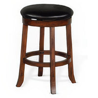 Reggie Swivel Counter Stool Set of 2, Black Faux Leather, Brown Wood -BM325290