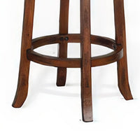 Reggie Swivel Counter Stool Set of 2, Black Faux Leather, Brown Wood -BM325290