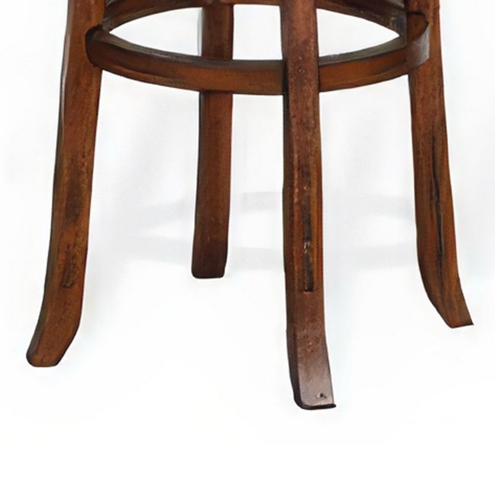 Reggie Swivel Barstool Set of 2, Black Faux Leather, Brown Mahogany -BM325291