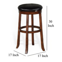 Reggie Swivel Barstool Set of 2, Black Faux Leather, Brown Mahogany -BM325291
