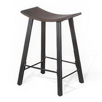 Flint Counter Stool Set of 2, Curved Dark Brown Mahogany, 24 Inch  -BM325299