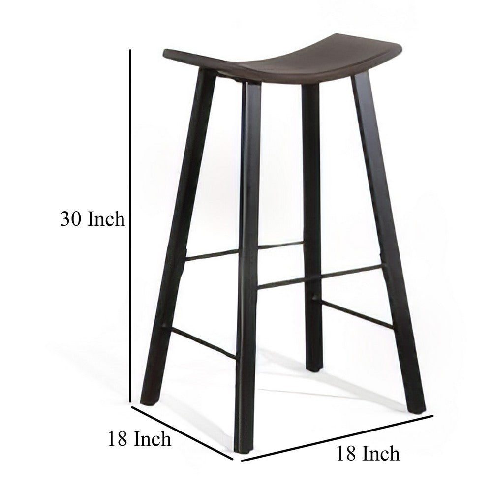 Zayle Barstool Set of 2, Black Angled Legs, Dark Brown Wood, 30 Inch -BM325300