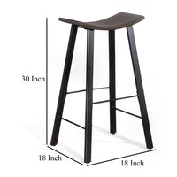 Zayle Barstool Set of 2, Black Angled Legs, Dark Brown Wood, 30 Inch -BM325300