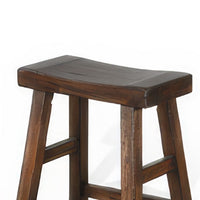 Odel Counter Stool Set of 2, Saddle Seat, Dark Brown Mahogany Wood -BM325305