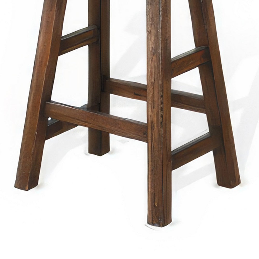 Odel Counter Stool Set of 2, Saddle Seat, Dark Brown Mahogany Wood -BM325305