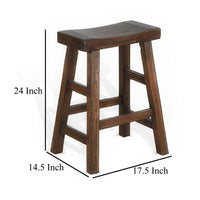 Odel Counter Stool Set of 2, Saddle Seat, Dark Brown Mahogany Wood -BM325305