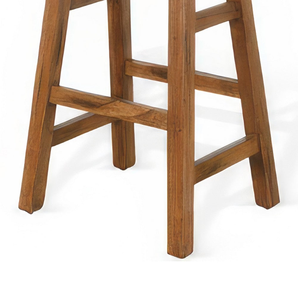 Marv Barstool Set of 2, Saddle Seat, Rustic Oak Mahogany Wood, 30 Inch -BM325308