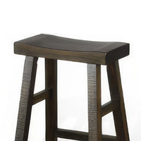 Flint Barstool Set of 2, Saddle Seat, Distressed Dark Brown Mahogany -BM325310