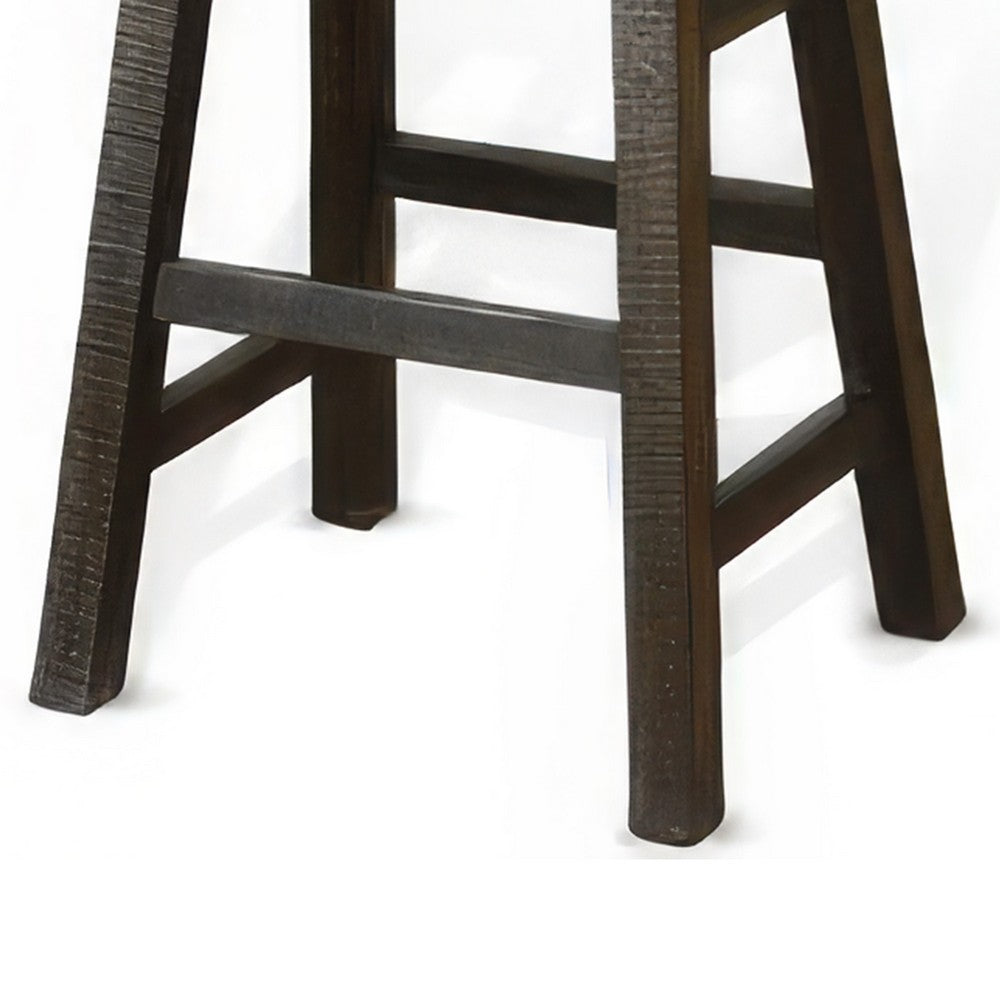 Flint Barstool Set of 2, Saddle Seat, Distressed Dark Brown Mahogany -BM325310