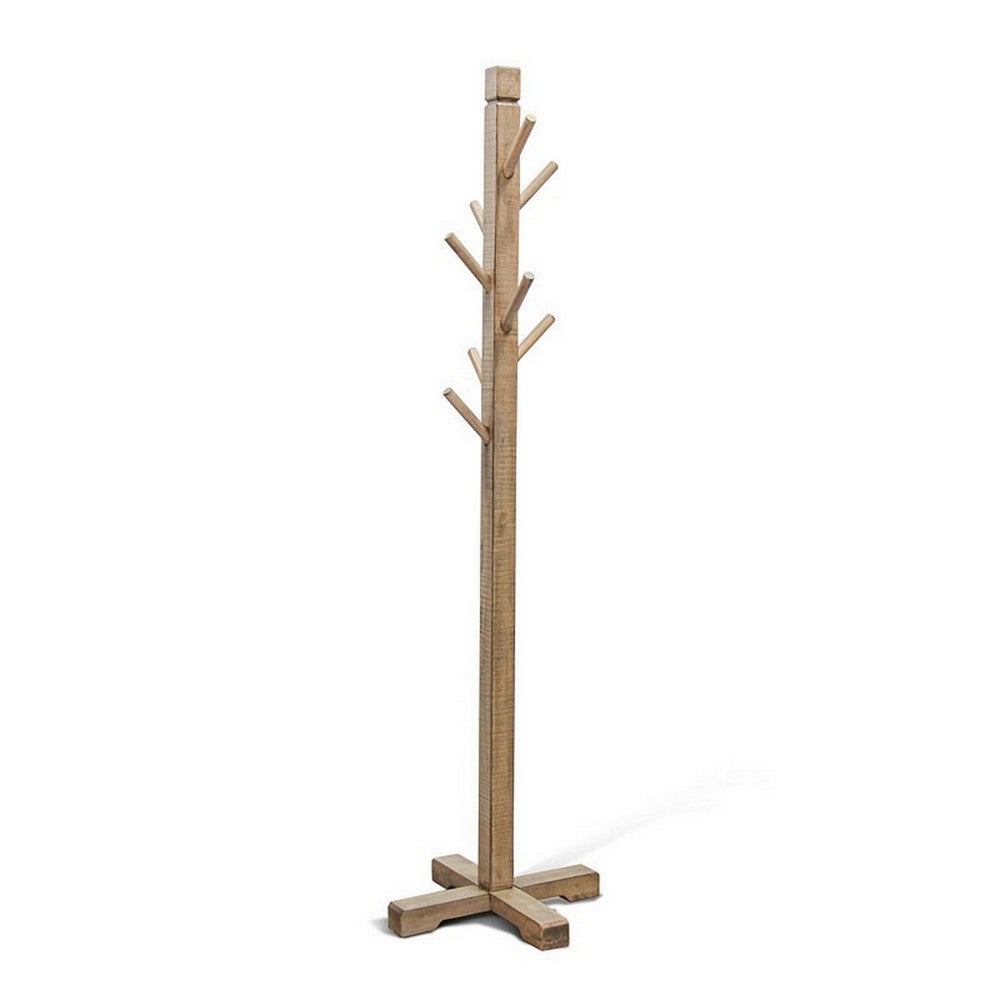 Rena Coat, Hat Tree Stand, 8 Wood Stems, 72 Inch Light Brown Mahogany -BM325364
