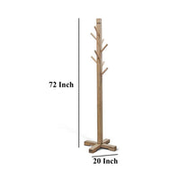 Rena Coat, Hat Tree Stand, 8 Wood Stems, 72 Inch Light Brown Mahogany -BM325364