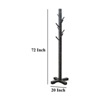 Rena Coat, Hat Rack Stand, 8 Wood Stems, 72 Inch Rustic Black Mahogany -BM325365