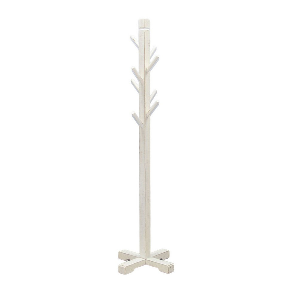 Rena Coat, Hat Rack Stand, 8 Wood Stems, 72 Inch Rustic White Mahogany -BM325368