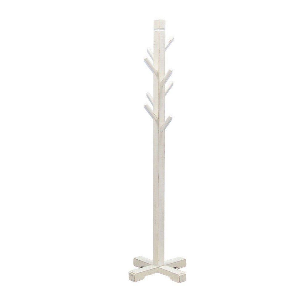 Rena Coat, Hat Rack Stand, 8 Wood Stems, 72 Inch Rustic White Mahogany -BM325368