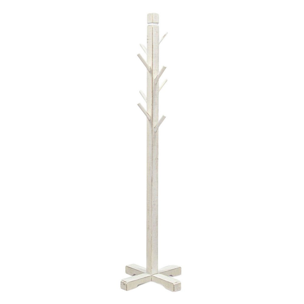 Rena Coat, Hat Rack Stand, 8 Wood Stems, 72 Inch Rustic White Mahogany