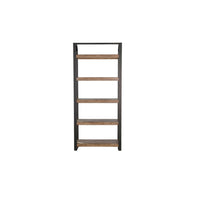 Yael Bookcase, 5 Brown Mahogany Shelves and Black Metal Frame, 72 Inch -BM325374