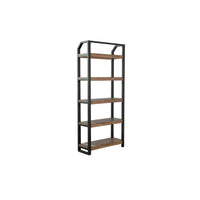 Yael Bookcase, 5 Brown Mahogany Shelves and Black Metal Frame, 72 Inch -BM325374