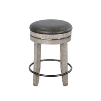 Zeka Swivel Counter Stool Set of 2, Rich Black Faux Leather, Gray -BM325394