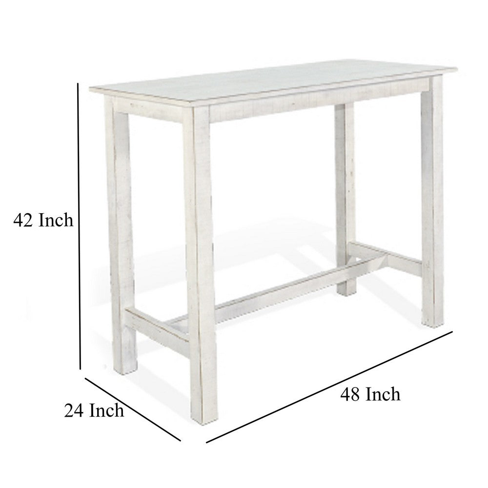 Rena Bar Height Table, 48 Inch Rectangular White Sand Mahogany Wood -BM325409