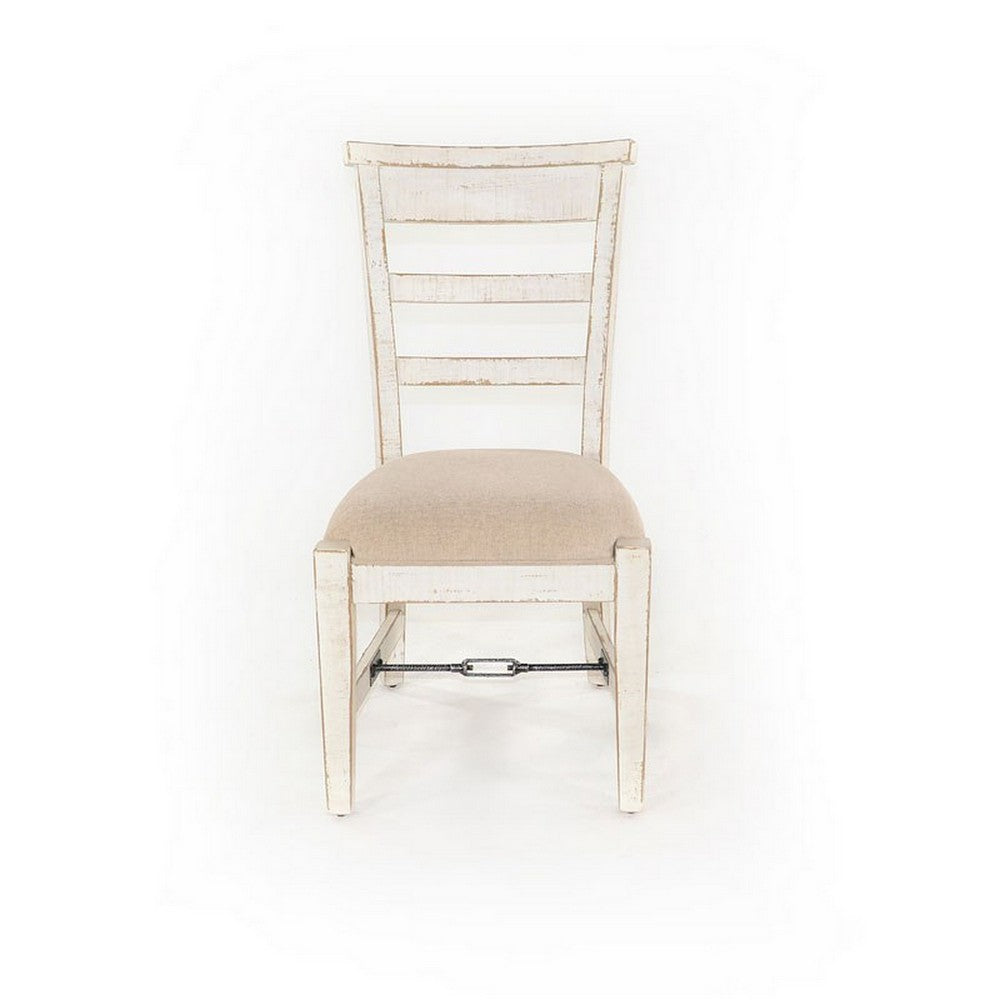 Rena Dining Armchair Set of 2, Metal Turnbuckle, White Mahogany Wood -BM325421