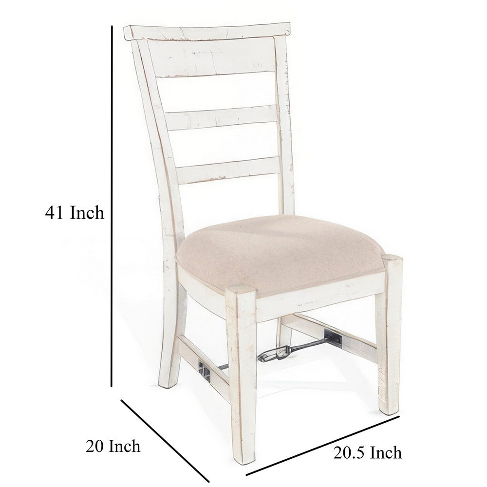 Rena Dining Armchair Set of 2, Metal Turnbuckle, White Mahogany Wood -BM325421