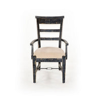 Rena Dining Armchair Set of 2, Metal Turnbuckle, Black Mahogany Wood -BM325422