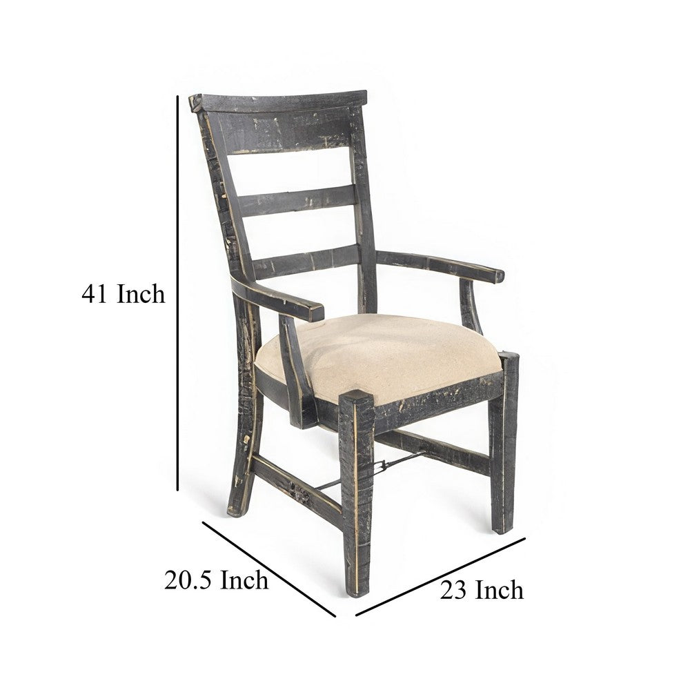 Rena Dining Armchair Set of 2, Metal Turnbuckle, Black Mahogany Wood -BM325422