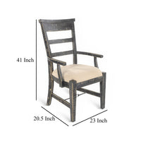 Rena Dining Armchair Set of 2, Metal Turnbuckle, Black Mahogany Wood -BM325422