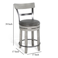Zeka Swivel Counter Stool Chair Set of 2, Faux Leather, Gray Mahogany -BM325428