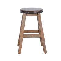Ayka Round Counter Stool, Metal Band, Splayed Legs, Brown Mahogany -BM325446