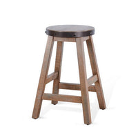 Ayka Round Counter Stool, Metal Band, Splayed Legs, Brown Mahogany -BM325446
