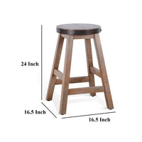 Ayka Round Counter Stool, Metal Band, Splayed Legs, Brown Mahogany -BM325446