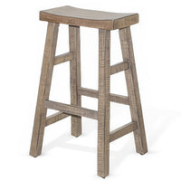 Rena Barstool Set of 2, Saddle Style Seat, Light Brown Mahogany Wood -BM325448