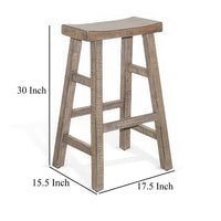 Rena Barstool Set of 2, Saddle Style Seat, Light Brown Mahogany Wood -BM325448